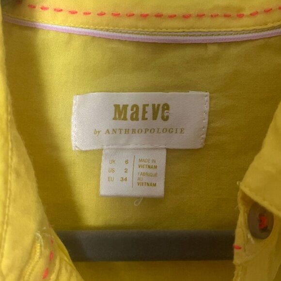 Mauve by Anthropologie Yellow Pineapple Embroidered Buttondown Blouse | Size M - Picture 2 of 13